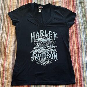 Harley-Davidson Black V-Neck Tee with Graphic